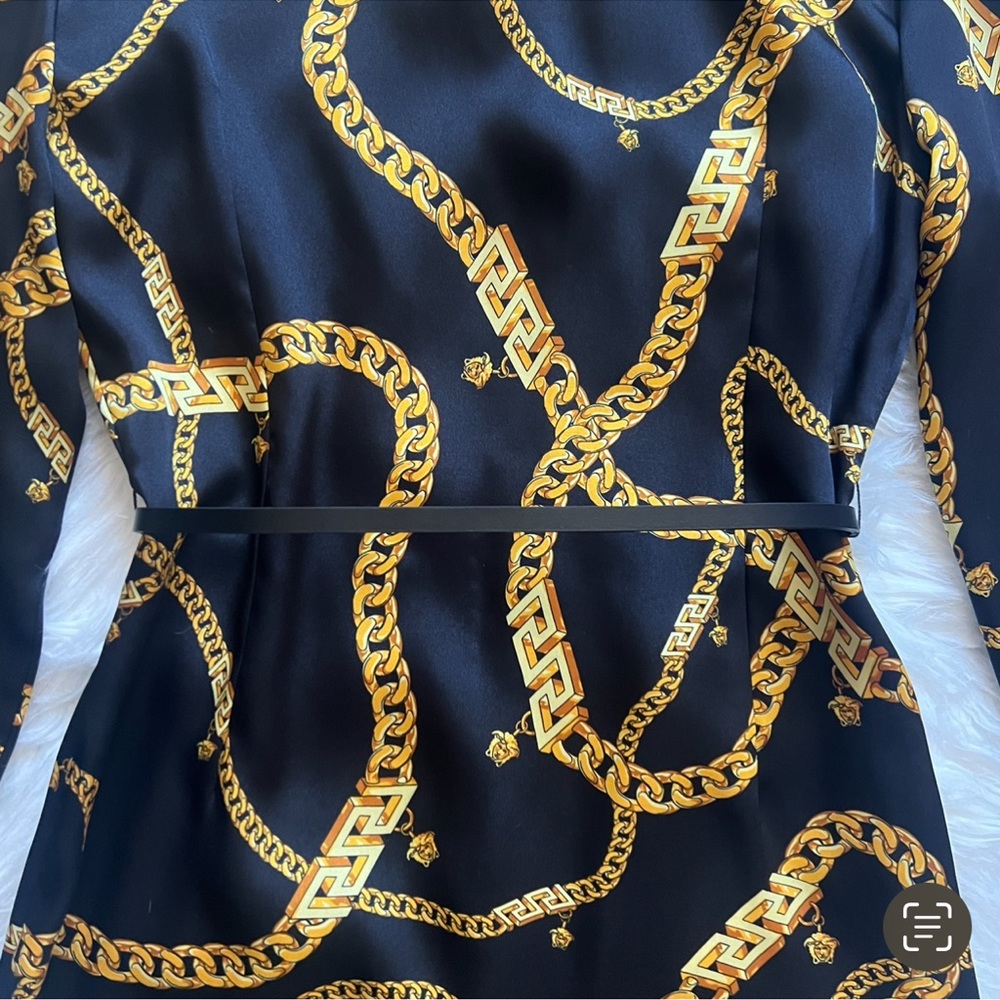 New! VERSACE Greca Chain Medusa Logo Belted Shirt Midi Dress IT 38 - Picture 10 of 12